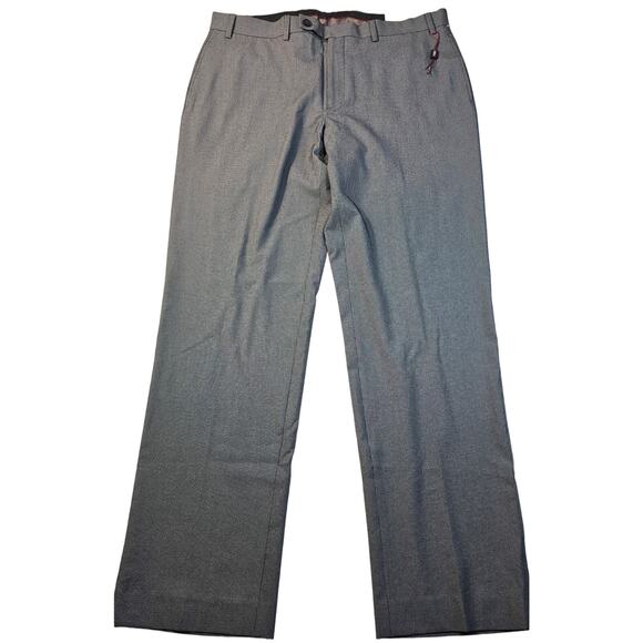 NWT Slim fit flex van heusen houndstooth black dress pants 36 x 32 stretch NEW - Picture 1 of 9
